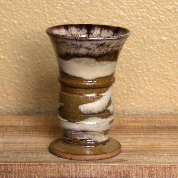 Handmade Wheel-thrown Pottery Wine Cup or Vase by HoJo Clay Arts Earthy Tones - Picture 3 of 6